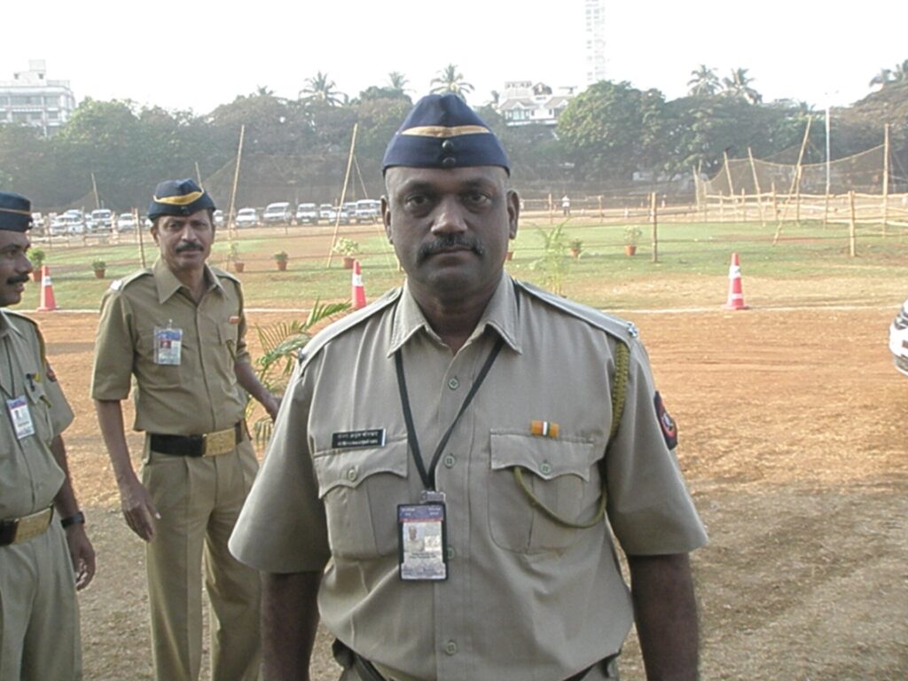 Mumbai Police vehicle outside a police station