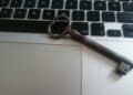 WordPress site hacked recovery: an old key resting on a laptop keyboard